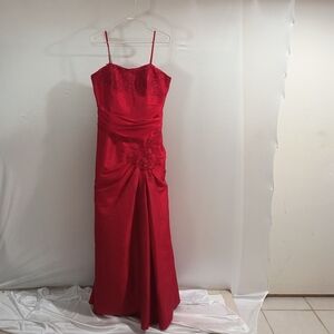 Fiesta Women's Large Red Floral Prom Dress W/Scarf